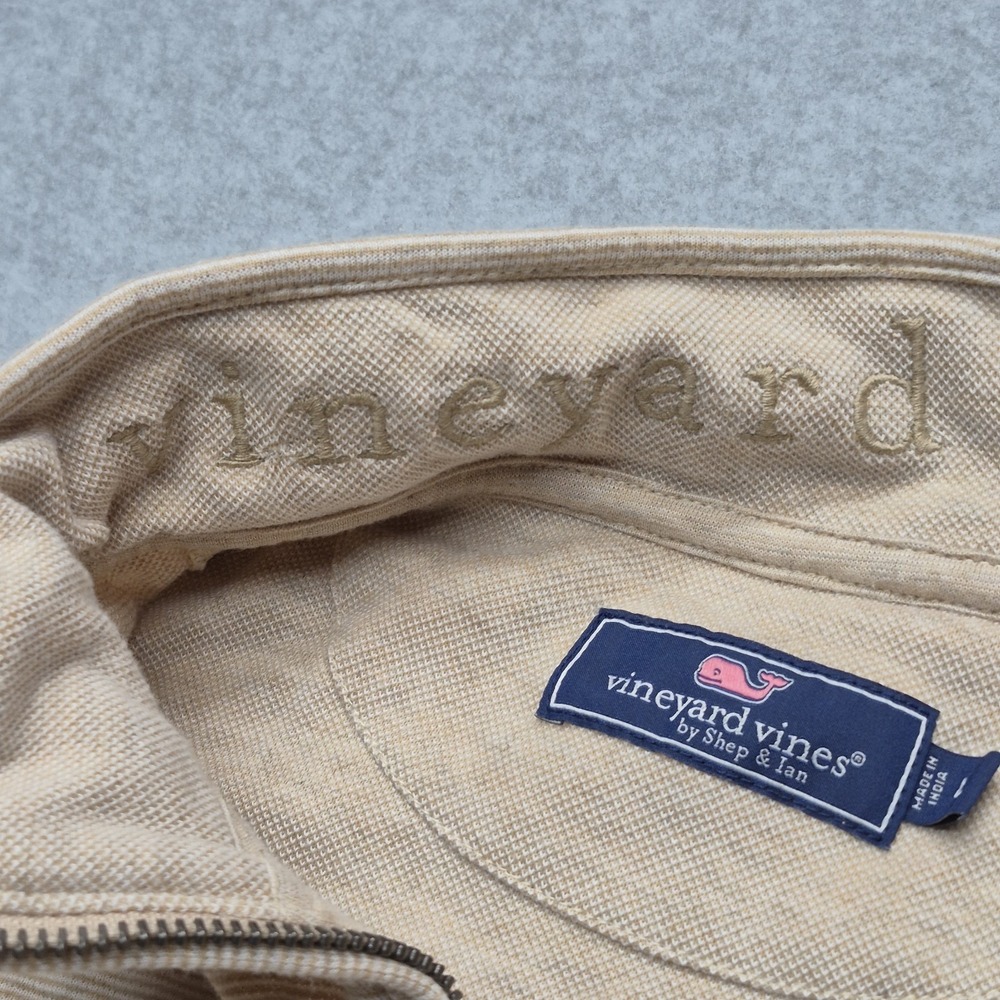 Vineyard Vines Sweatshirt Mens L Tan Beige 1/4 Zip Pullover  Textured - Picture 4 of 16